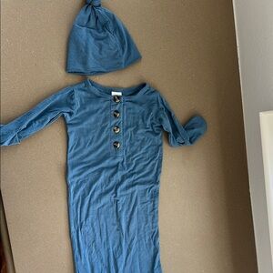 Lou Lou and company Blue Baby Gown and Hat Set